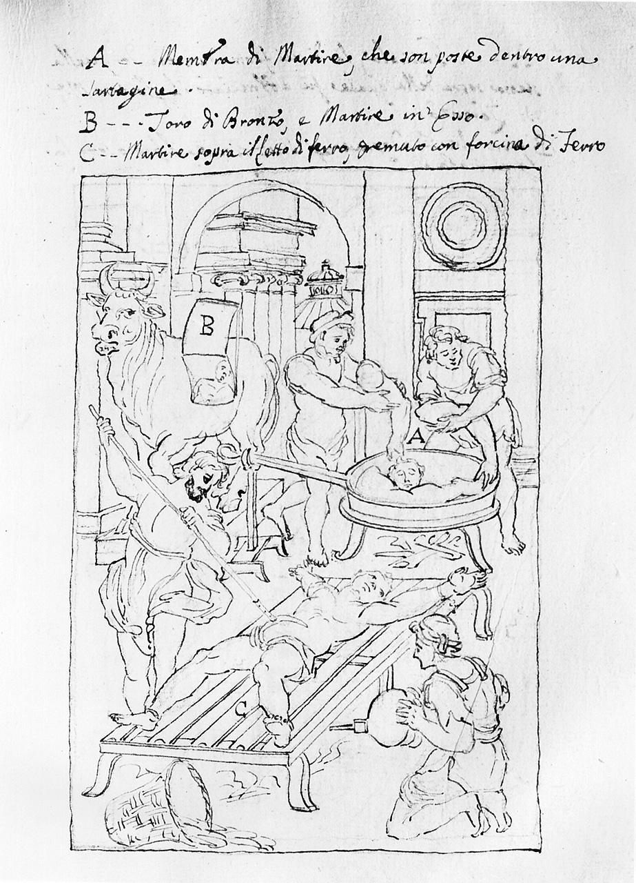 scena di martirio (disegno) di Carlini Alberico (sec. XVIII)