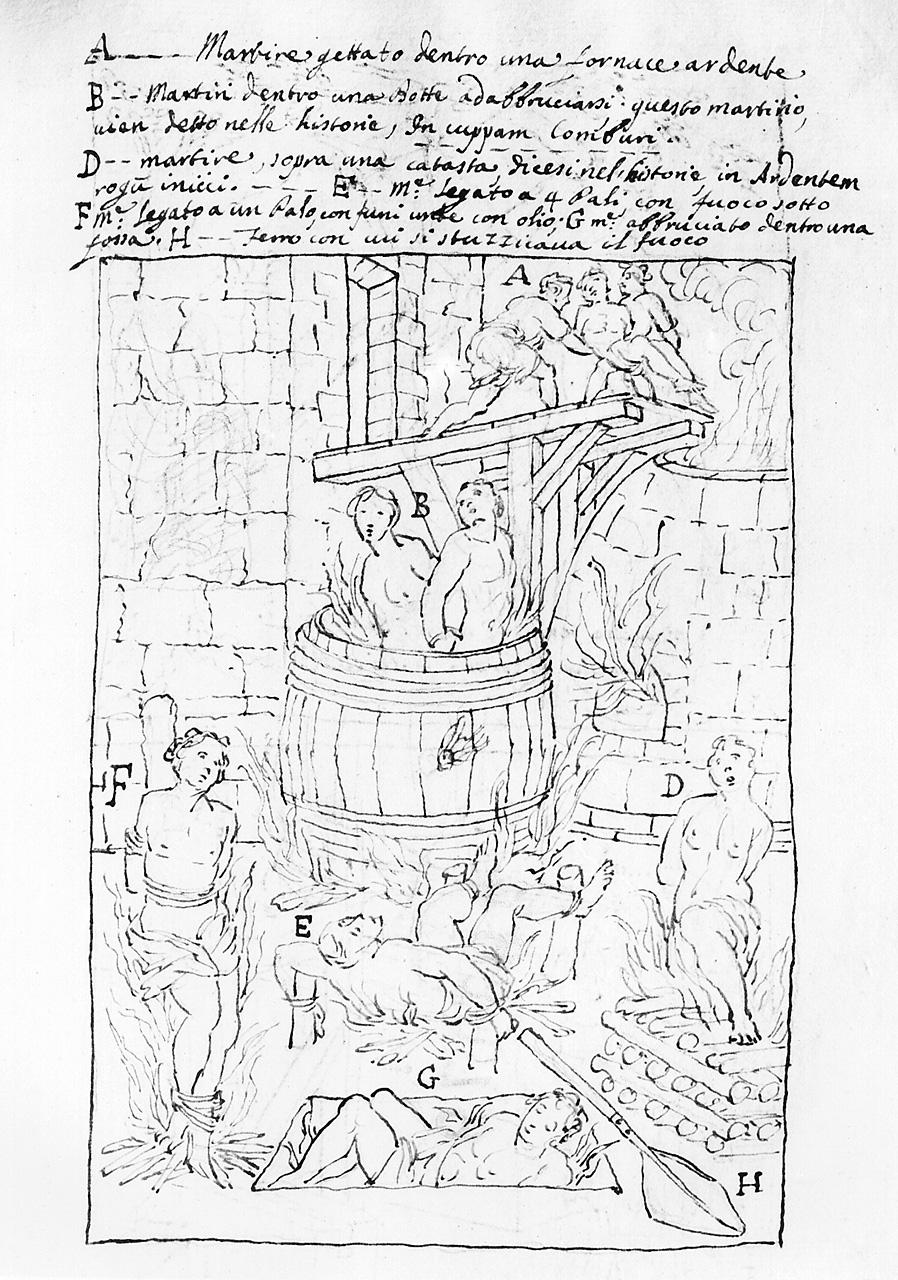 scena di martirio (disegno) di Carlini Alberico (sec. XVIII)
