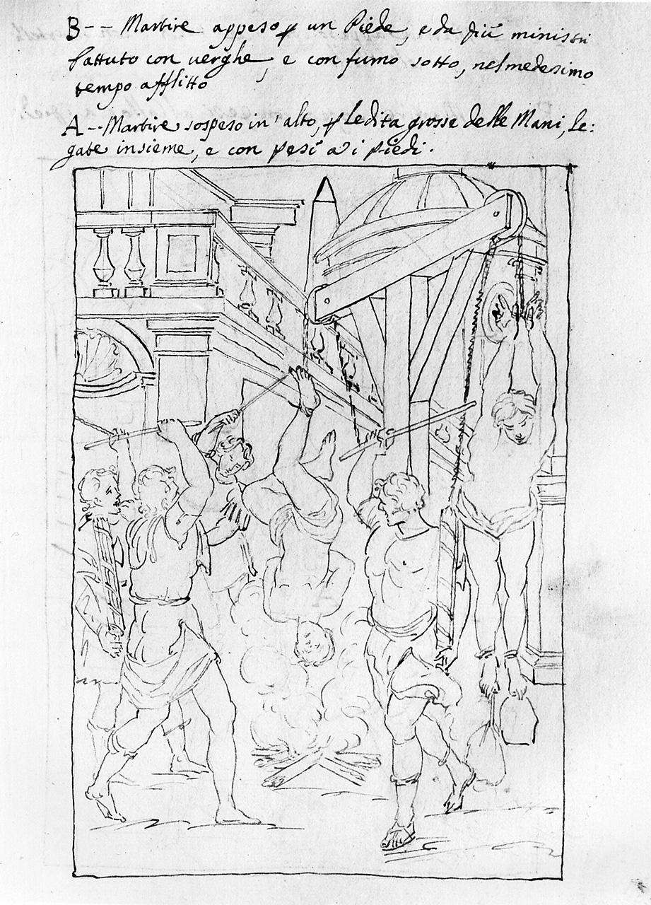 scena di martirio (disegno) di Carlini Alberico (sec. XVIII)