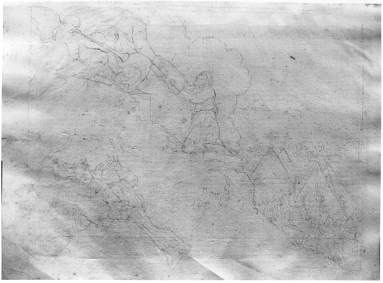 Mosè riceve da Dio le tavole della legge (disegno) di Carlini Alberico (sec. XVIII)