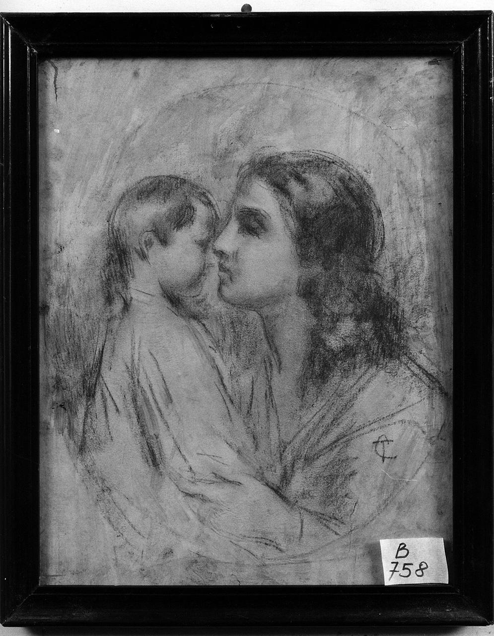 figura femminile con bambino (disegno) - ambito romano (ultimo quarto sec. XIX)