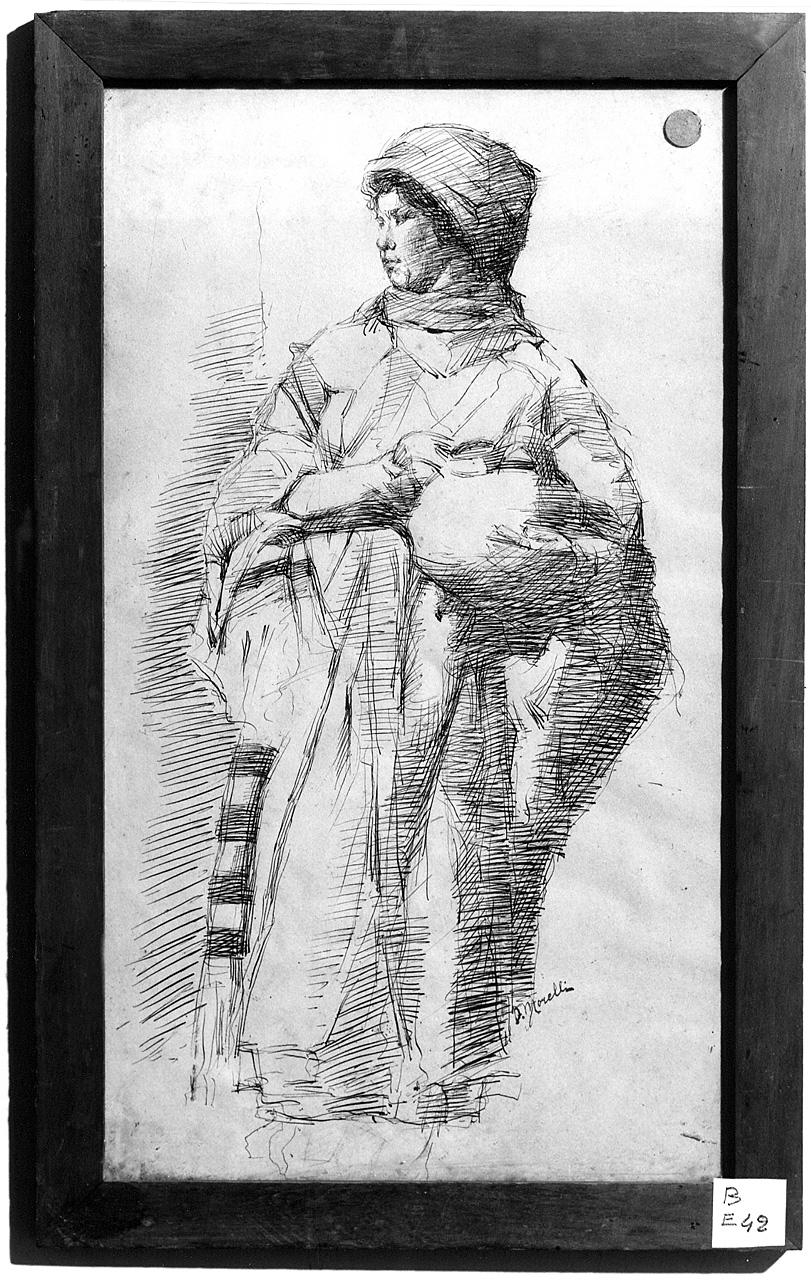 figura femminile con vaso (disegno) - ambito romano (seconda metà sec. XIX)