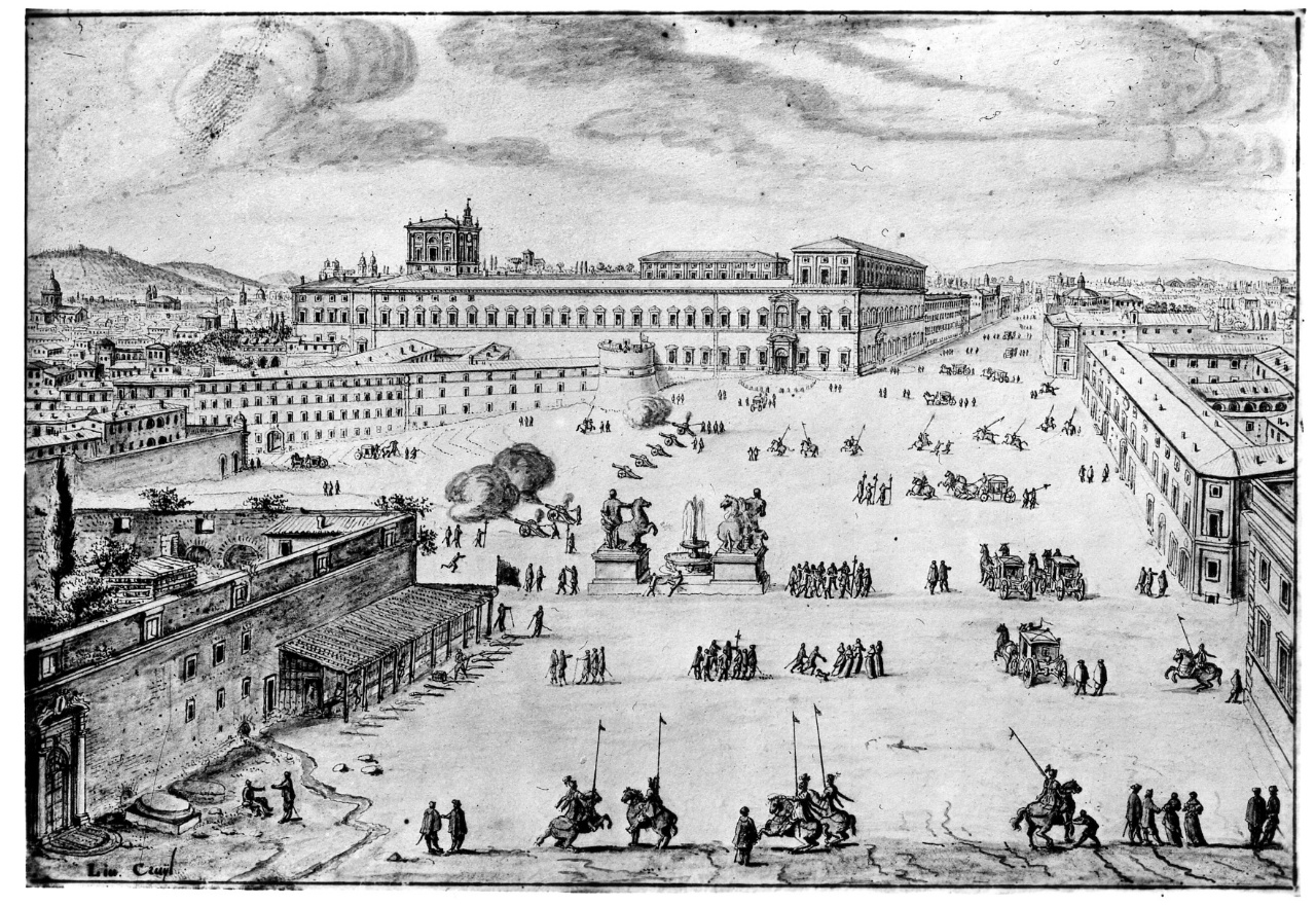 Veduta del palazzo del Quirinale a Roma (disegno) di Cruyl Lieven (sec. XVII)