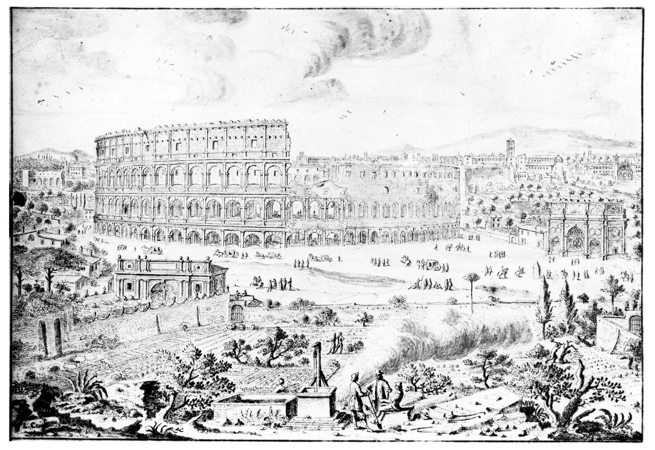 veduta del Colosseo a Roma (disegno) di Cruyl Lieven (sec. XVII)