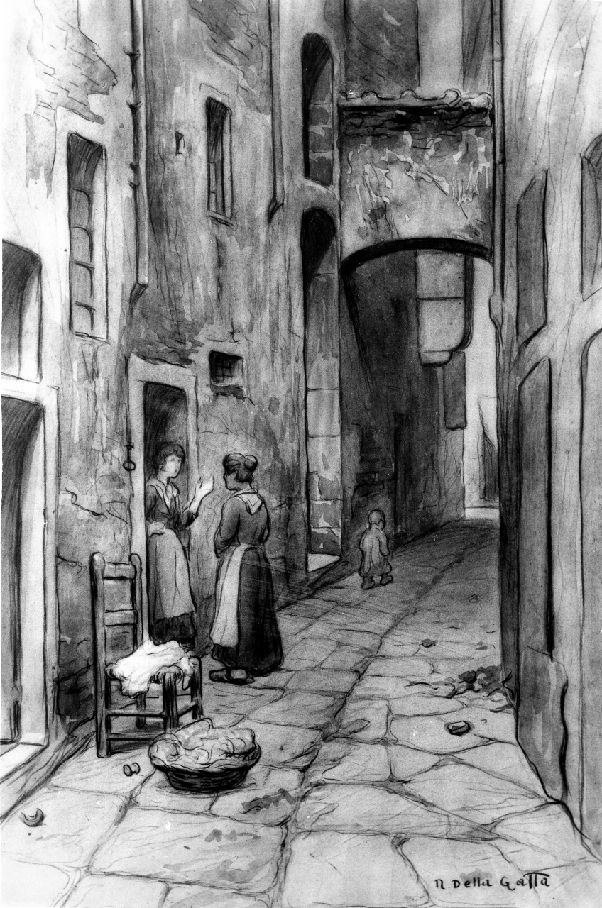 veduta di via del Guanto a Firenze (disegno) di Della Gatta Nino (ultimo quarto sec. XIX)
