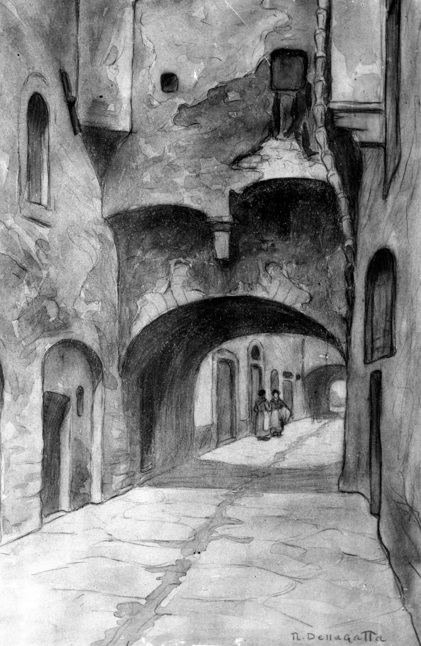veduta di via delle Carrozze a Firenze (disegno) di Della Gatta Nino (ultimo quarto sec. XIX)