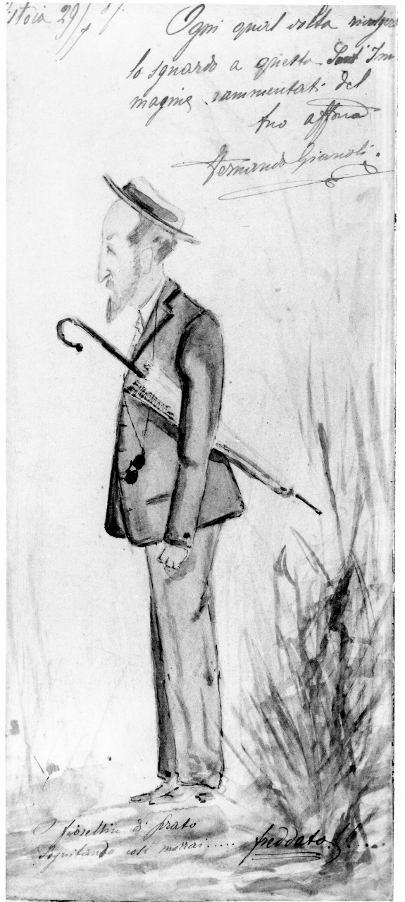 caricatura di Pietro Galletti (disegno) di Gianoli Ferdinando (ultimo quarto sec. XIX)