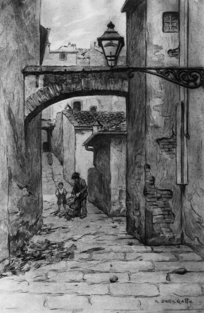 veduta del vicolo del Canneto a Firenze (disegno) di Della Gatta Nino (ultimo quarto sec. XIX)
