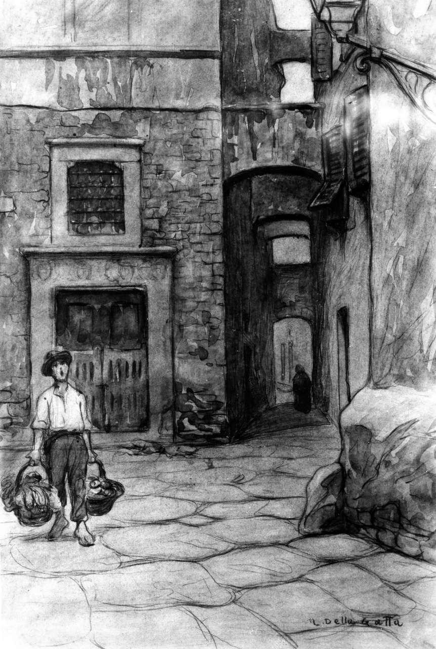 veduta di via dei Lontanmorti a Firenze (disegno) di Della Gatta Nino (ultimo quarto sec. XIX)