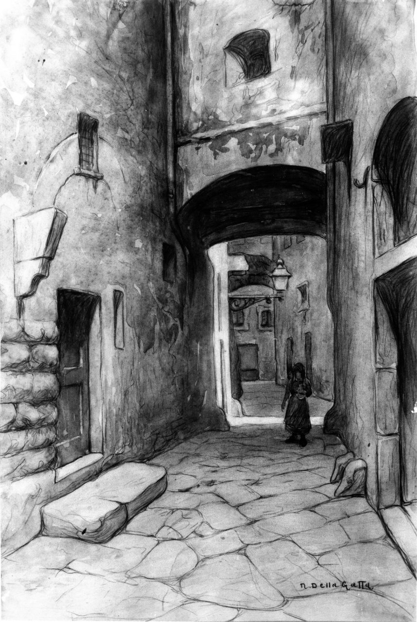 veduta di via dei Cavalieri a Firenze (disegno) di Della Gatta Nino (ultimo quarto sec. XIX)
