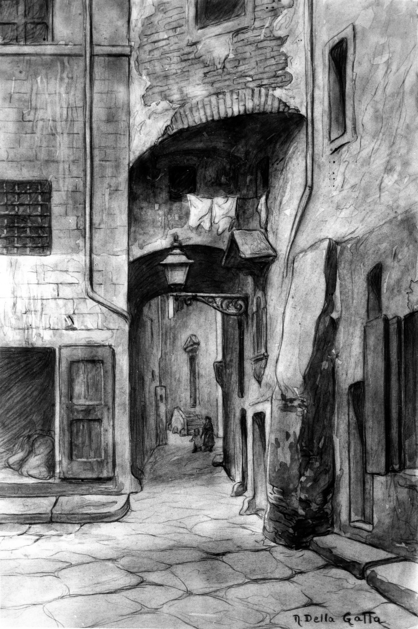veduta di via dei Cavalieri a Firenze (disegno) di Della Gatta Nino (ultimo quarto sec. XIX)