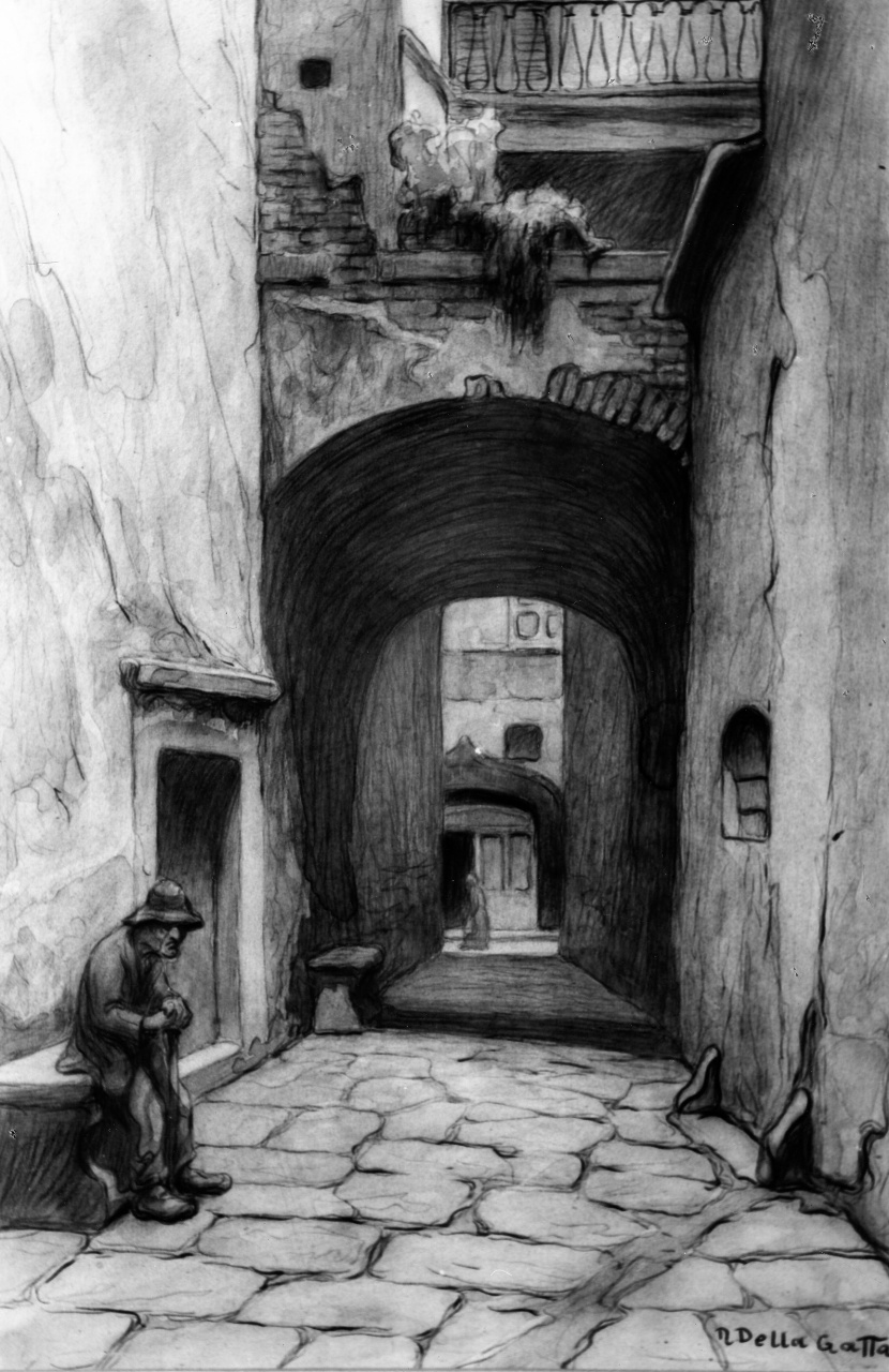 veduta del chiasso de' Manetti a Firenze (disegno) di Della Gatta Nino (ultimo quarto sec. XIX)