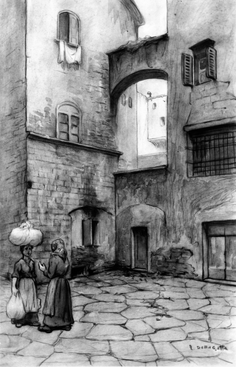 veduta del chiasso del Buco a Firenze (disegno) di Della Gatta Nino (ultimo quarto sec. XIX)