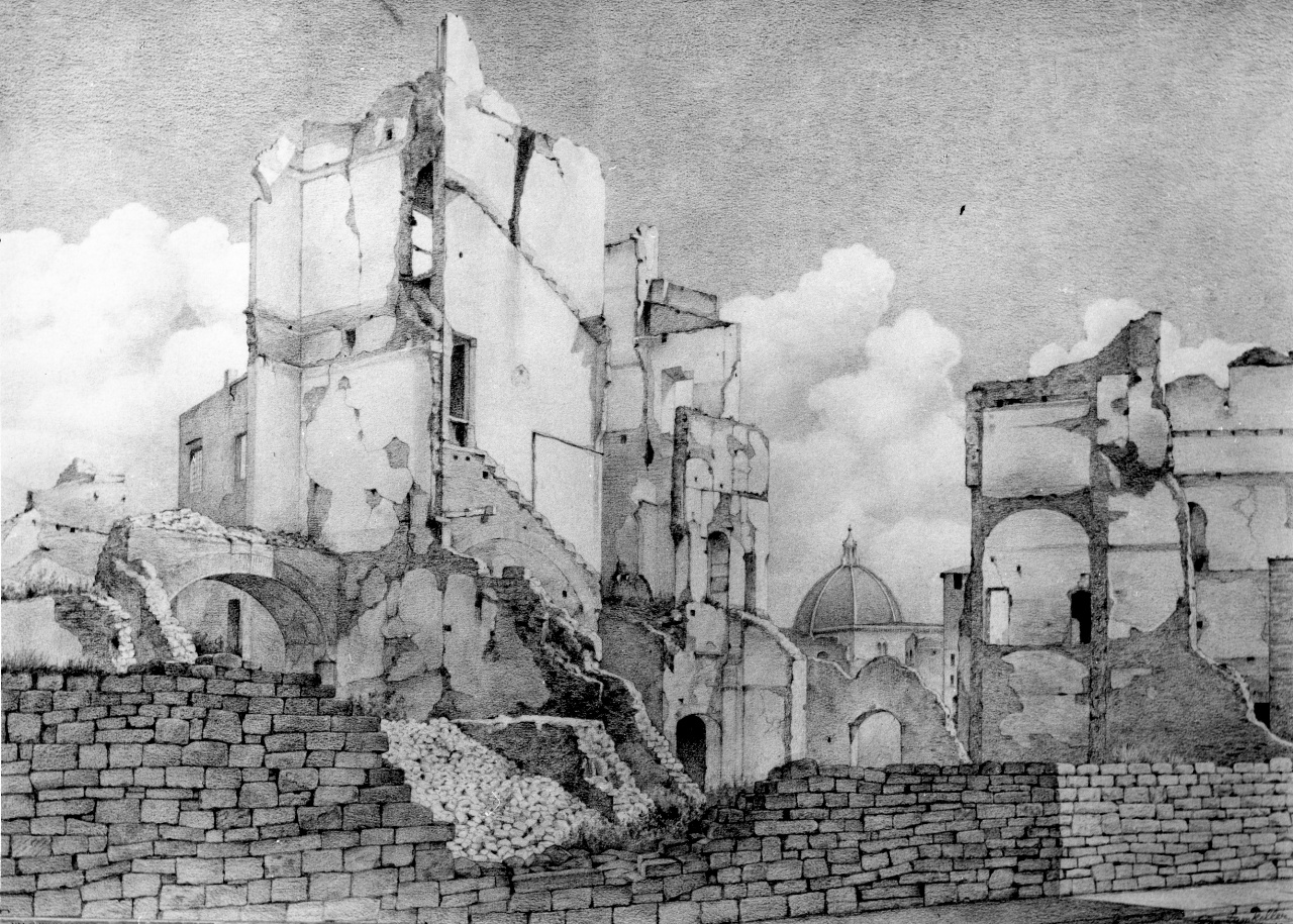 veduta di Por S. Maria a Firenze (disegno) di Zumkeller Luigi (sec. XX)