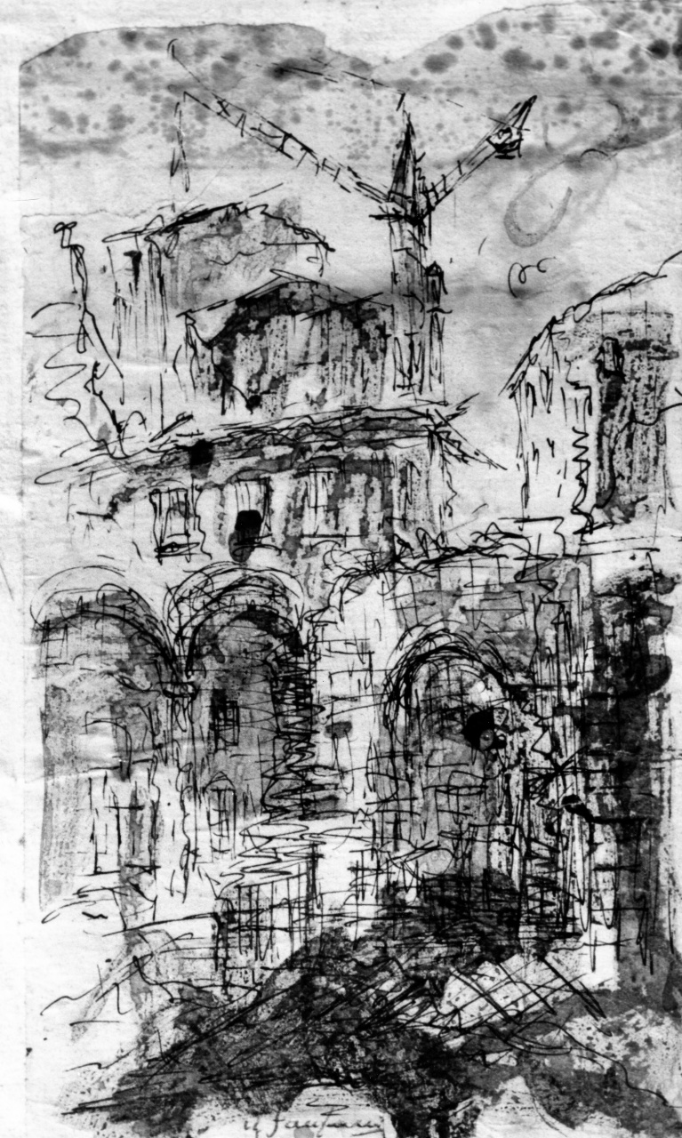 veduta di Firenze (disegno) di Fanfani Ugo (sec. XX)