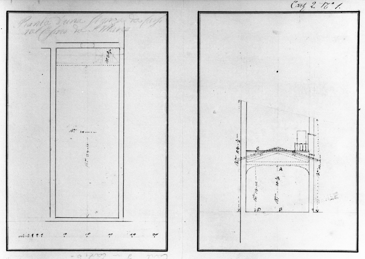 pianta e alzato di un locale del casino di S. Marco (disegno) - ambito fiorentino (seconda metà sec. XIX)