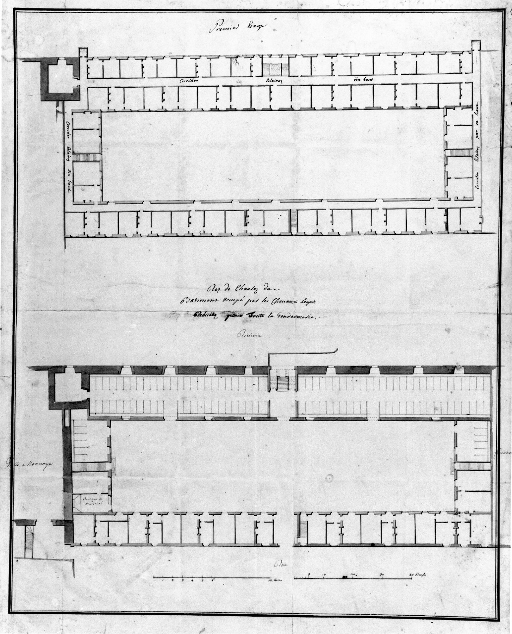 pianta del primo piaano delle scuderie di S. Marco a Firenze (disegno) - ambito francese (primo quarto sec. XIX)