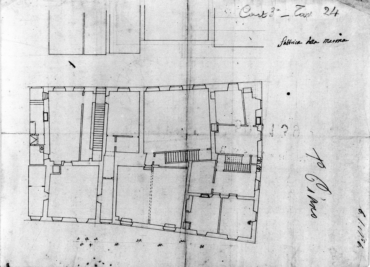 Fabbrica della Magona, pianta del primo piano dell'ufficio della Magona (disegno) - ambito fiorentino (terzo quarto sec. XVIII)