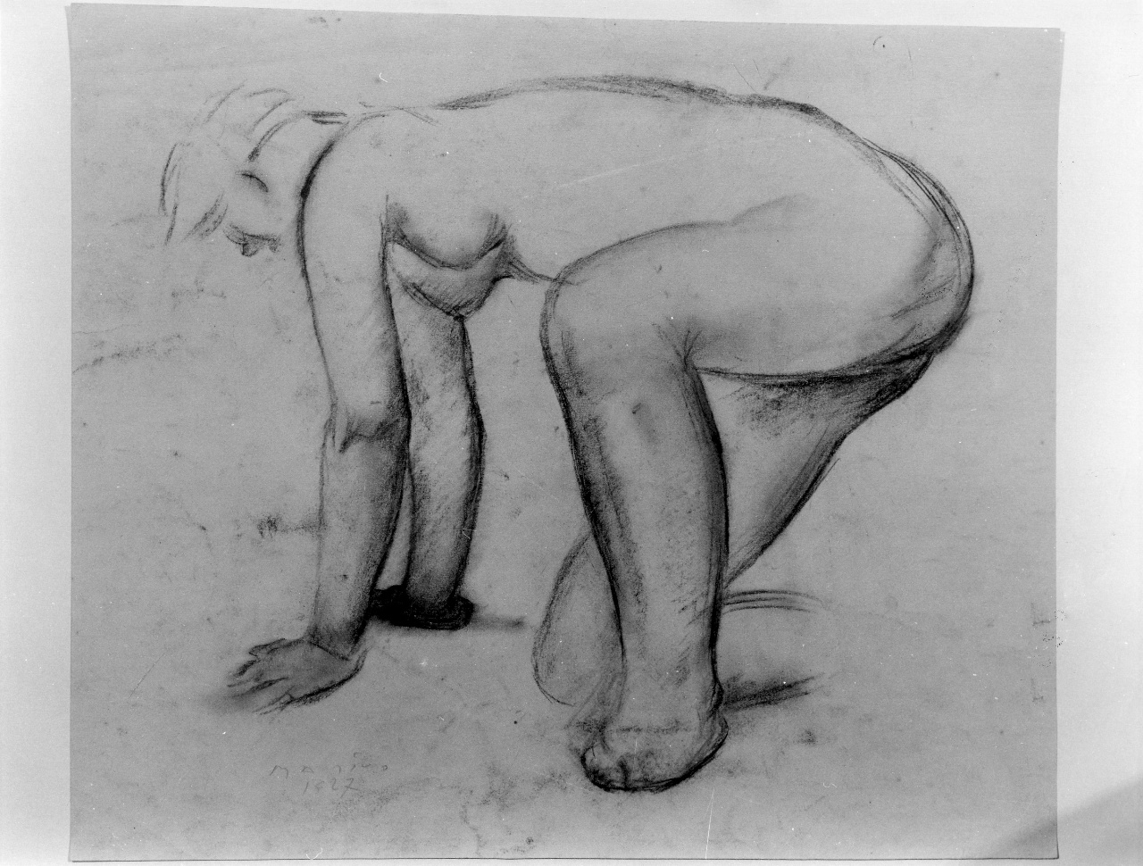 nudo, figura femminile nuda (disegno) di Marini Marino (sec. XX)