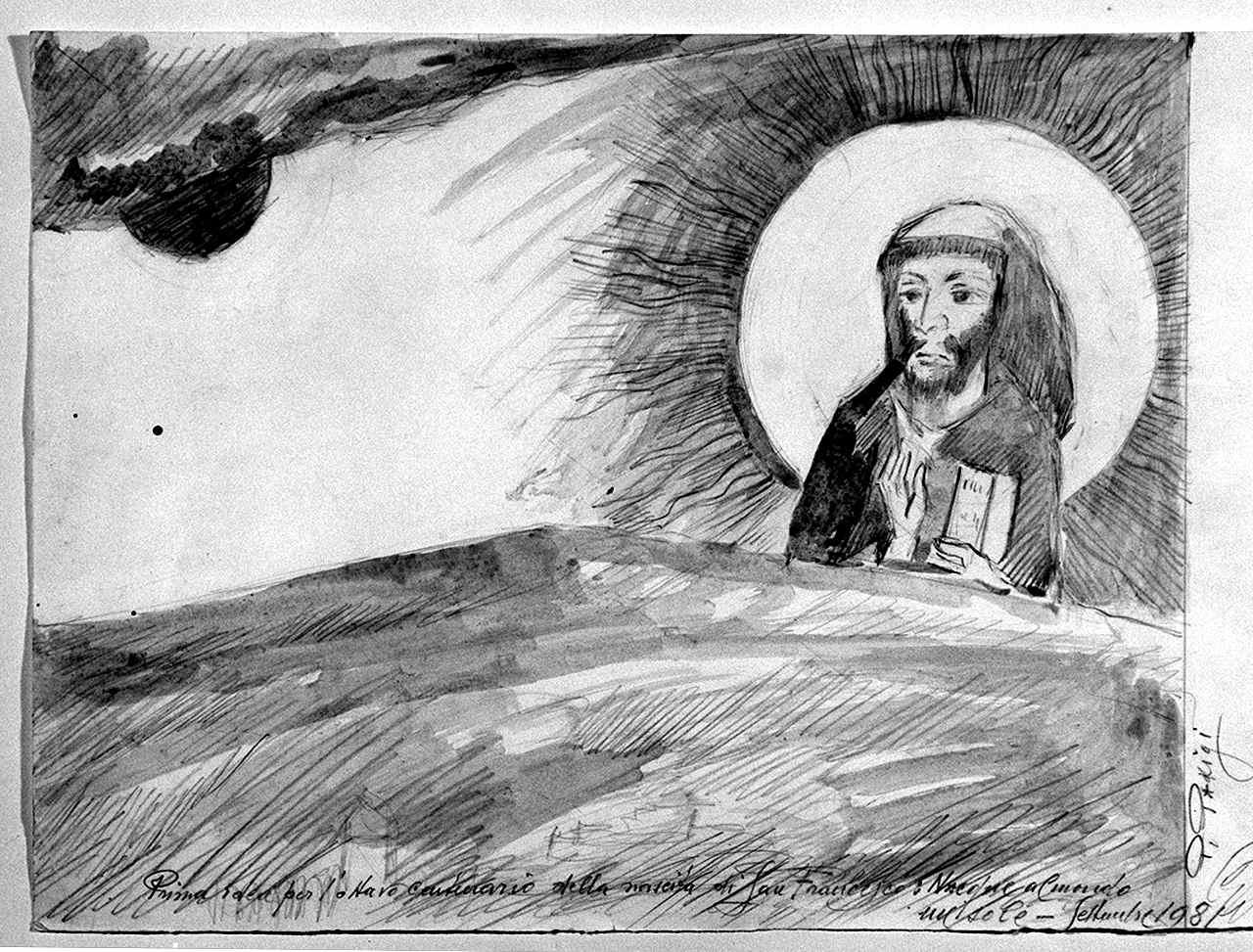 San Francesco d'Assisi (disegno) di Parigi Pietro (sec. XX)