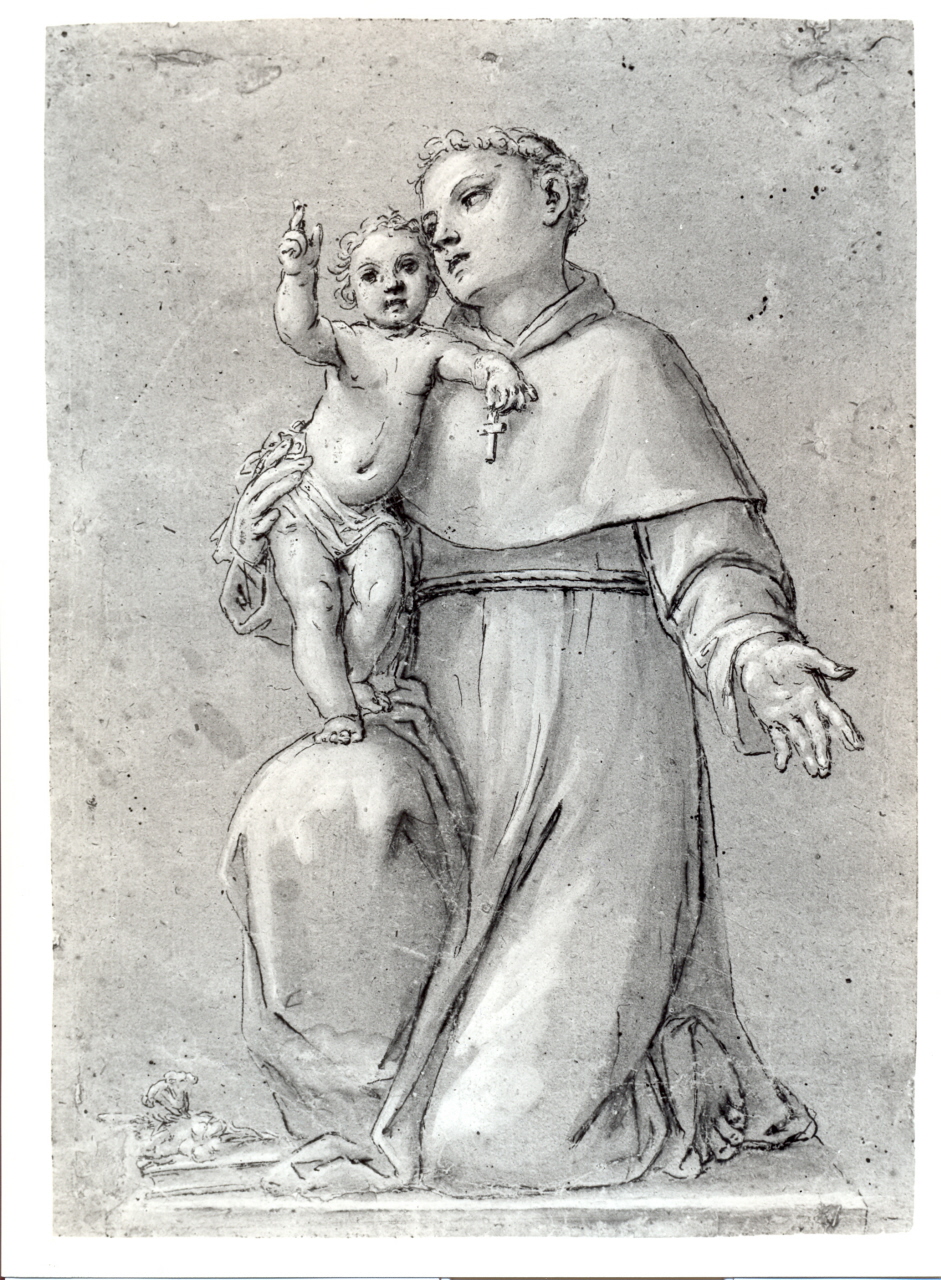 sant'Antonio con Gesù Bambino (disegno) di Franceschini Marco Antonio (secc. XVII/ XVIII)