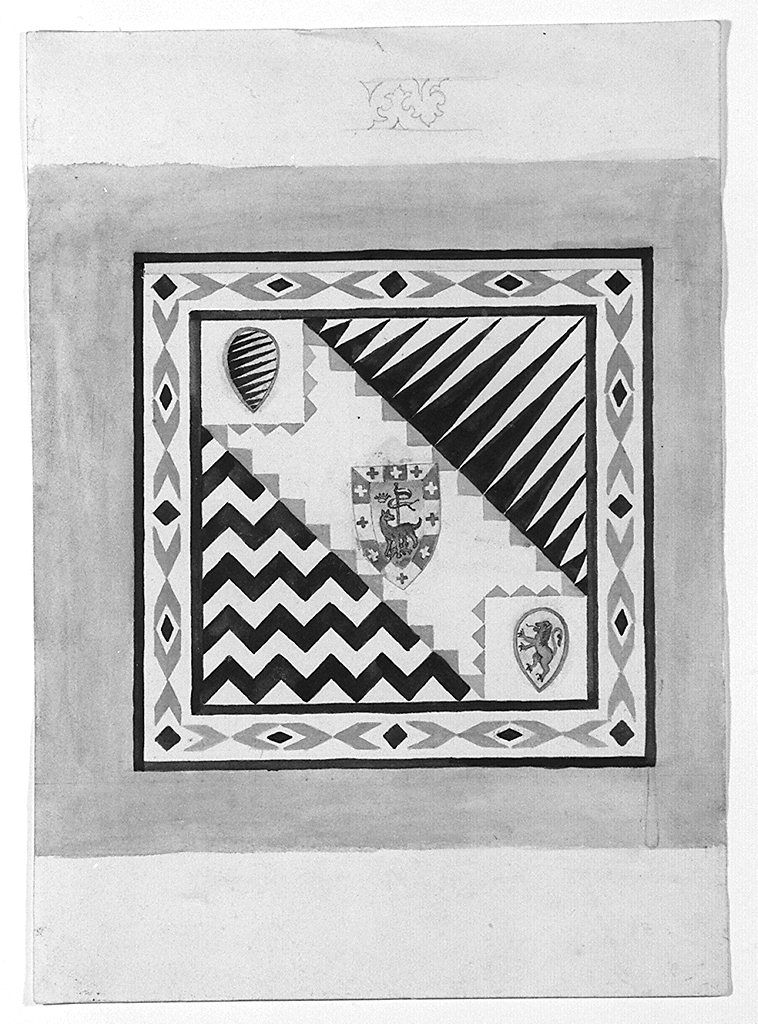 bandiera della contrada della Lupa (disegno) - ambito senese (ultimo quarto sec. XIX)