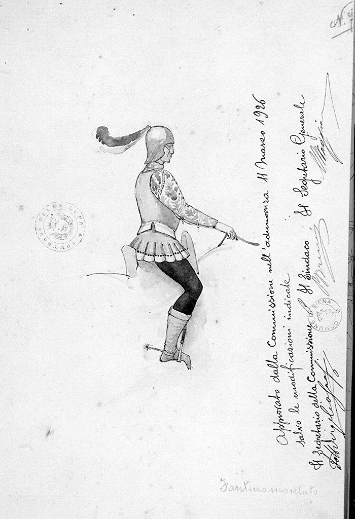 fantino della contrada della Lupa (disegno, elemento d'insieme) di Giunti Umberto (sec. XX)