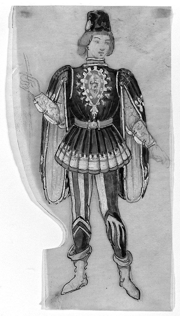 palafreniere della contrada della Lupa (disegno, elemento d'insieme) di Giunti Umberto (sec. XX)