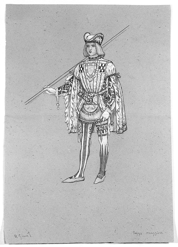 paggio maggiore della contrada della Lupa (disegno, elemento d'insieme) di Giunti Umberto (sec. XX)