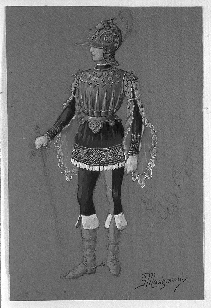 duce della contrada di Valdimontone (disegno, elemento d'insieme) di Masignani Guido (sec. XX)