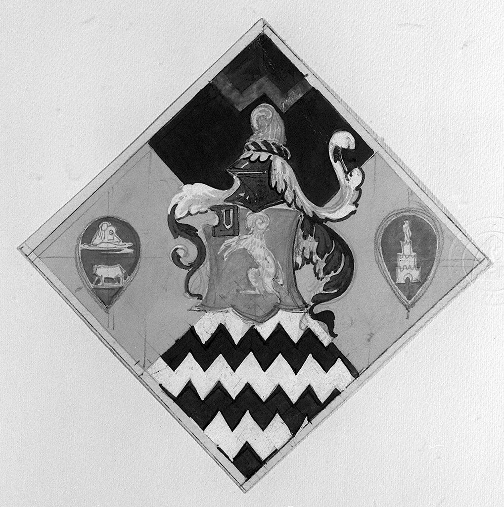 bandiera da paggio maggiore della contrada di Valdimontone (disegno, elemento d'insieme) - ambito senese (sec. XX)