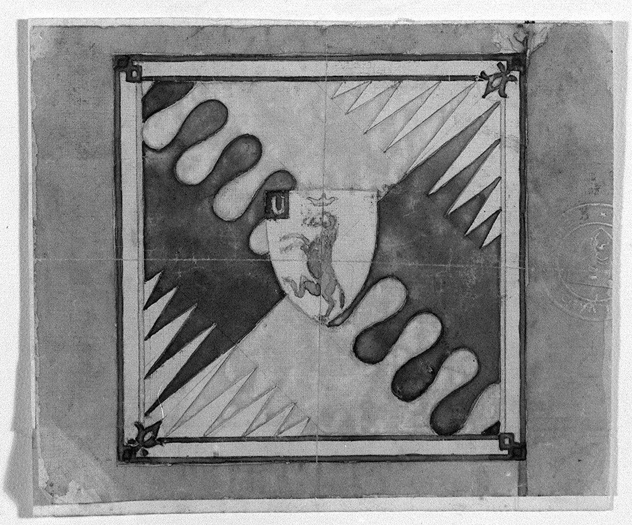 bandiera della contrada di Valdimontone (disegno, serie) - ambito senese (sec. XX)