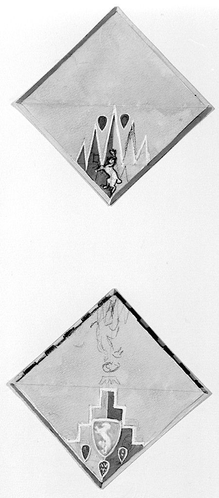 bandiere della contrada di Valdimontone (disegno, elemento d'insieme) - ambito senese (sec. XX)