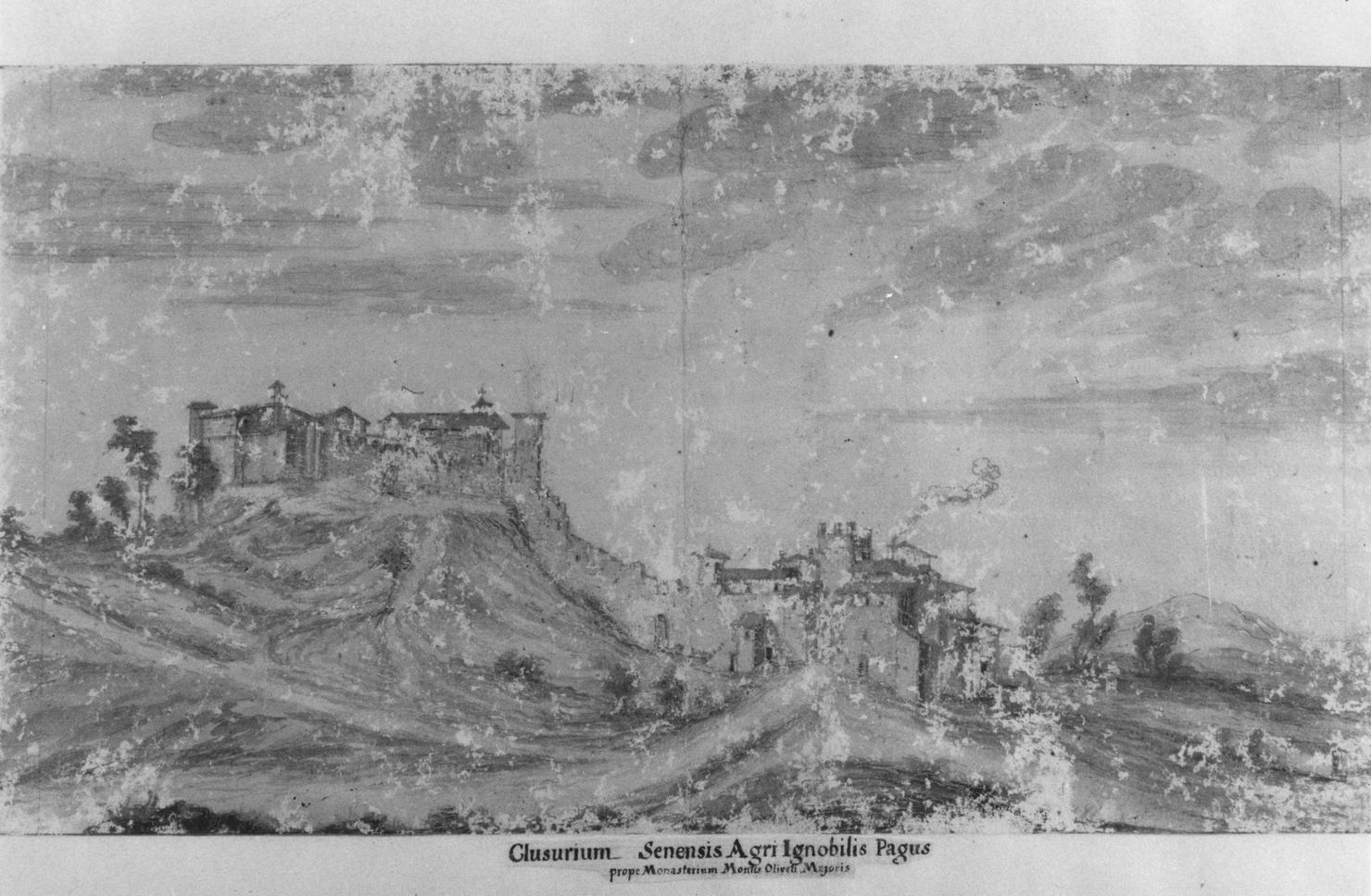 veduta di Chiusure (disegno, elemento d'insieme) - ambito toscano (secc. XVIII/ XIX)