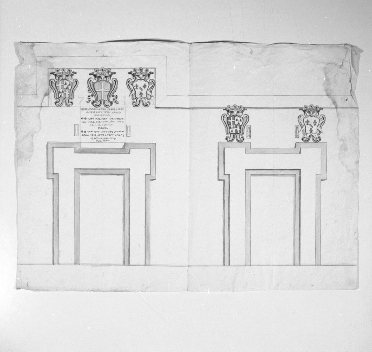 progetto per mostra di porta (disegno, elemento d'insieme) - ambito italiano (sec. XVIII)