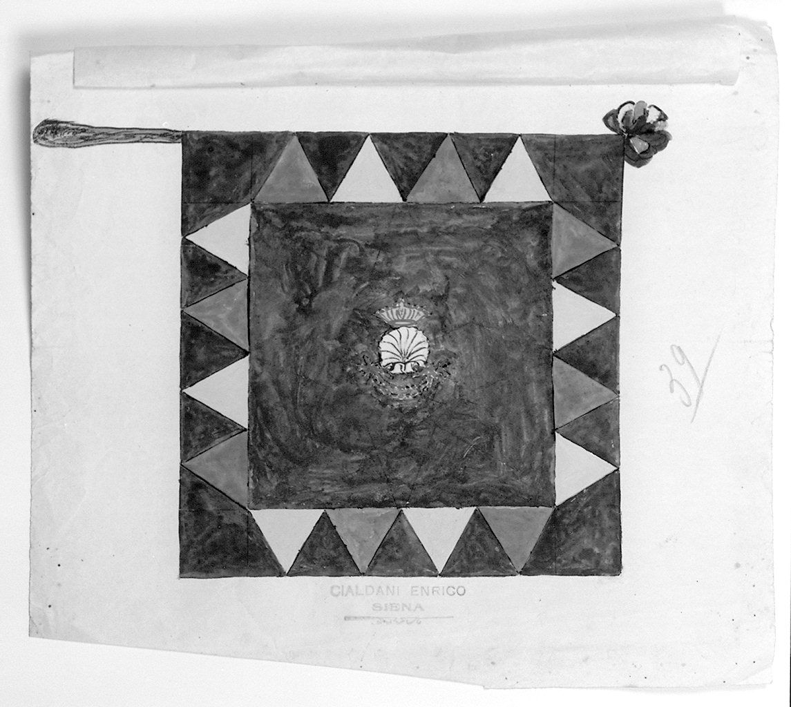 bandiera della contrada del Nicchio (disegno) di Cialdani Enrico (sec. XX)