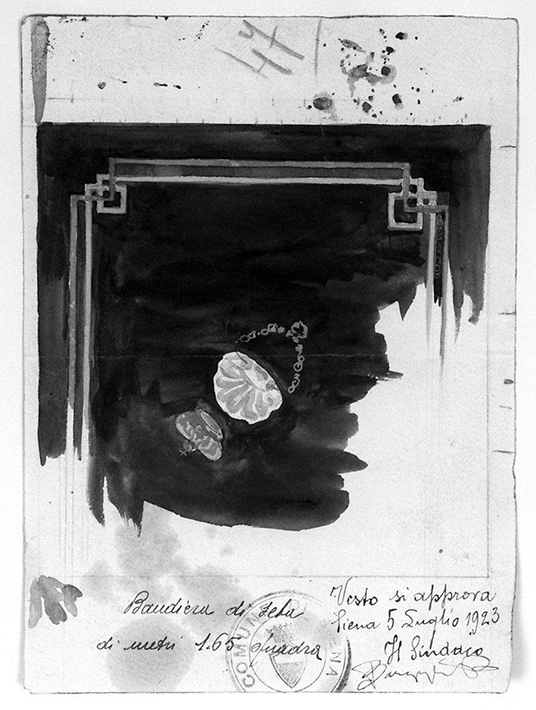 bandiera della contrada del Nicchio (disegno) - ambito senese (sec. XX)