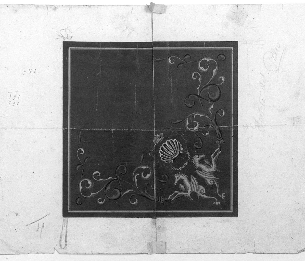 bandiera della contrada del Nicchio (disegno, serie) - ambito senese (primo quarto sec. XX)