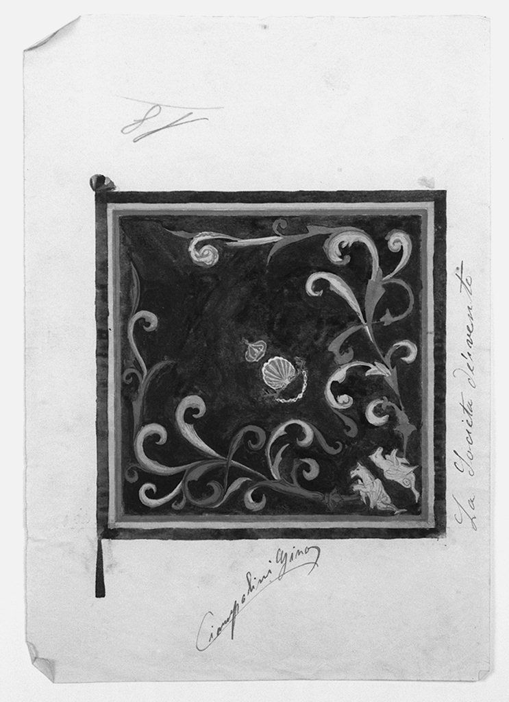 bandiera della contrada del Nicchio (disegno) di Ciampolini Gino (prima metà sec. XX)