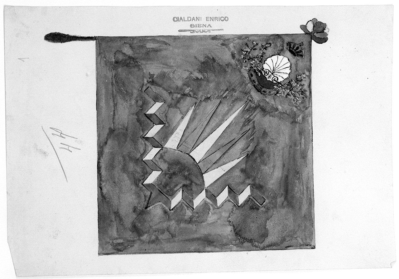 bandiera della contrada del Nicchio (disegno) di Cialdani Enrico (sec. XX)