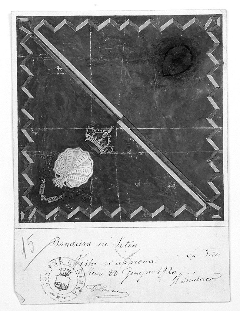 bandiera della contrada del Nicchio (disegno) - ambito senese (sec. XX)