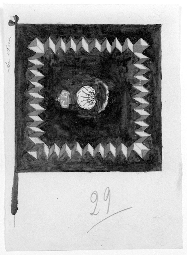 bandiera della contrada del Nicchio (disegno) - ambito senese (terzo quarto sec. XX)