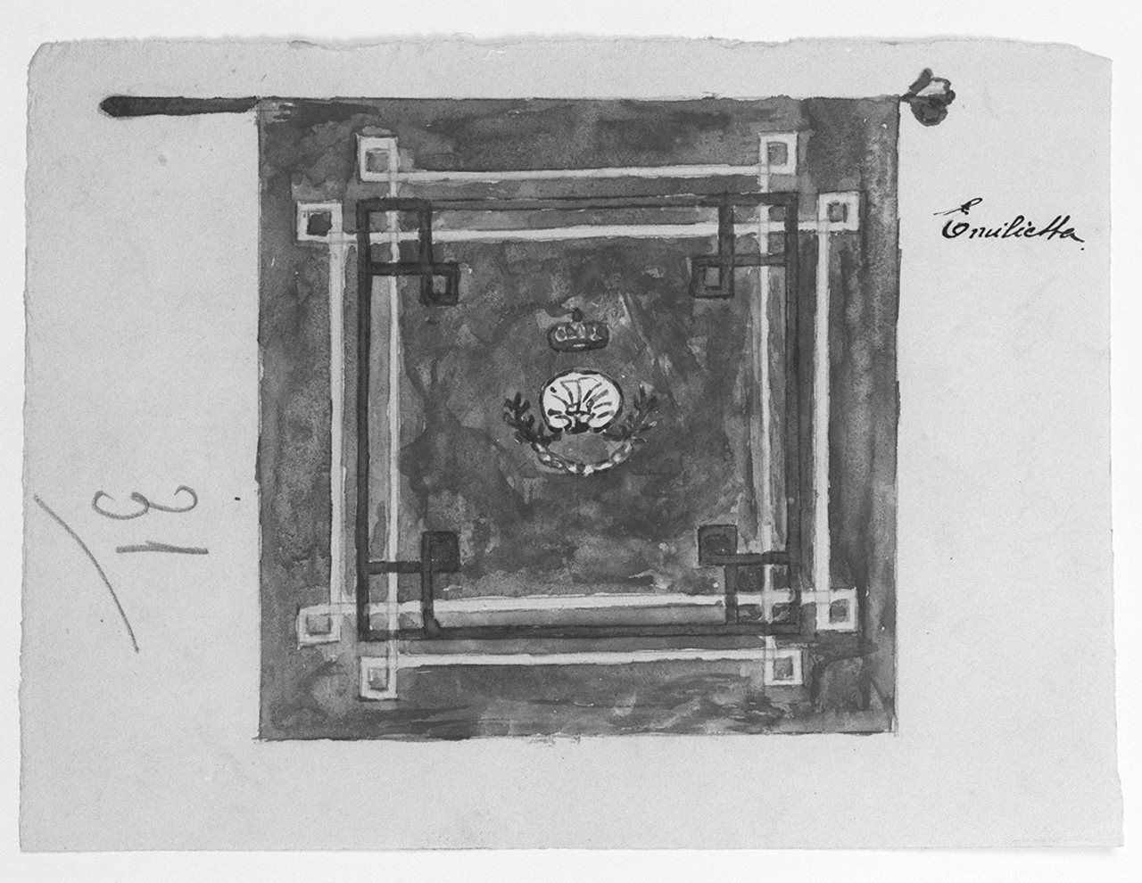 bandiera della contrada del Nicchio (disegno) - ambito senese (terzo quarto sec. XX)