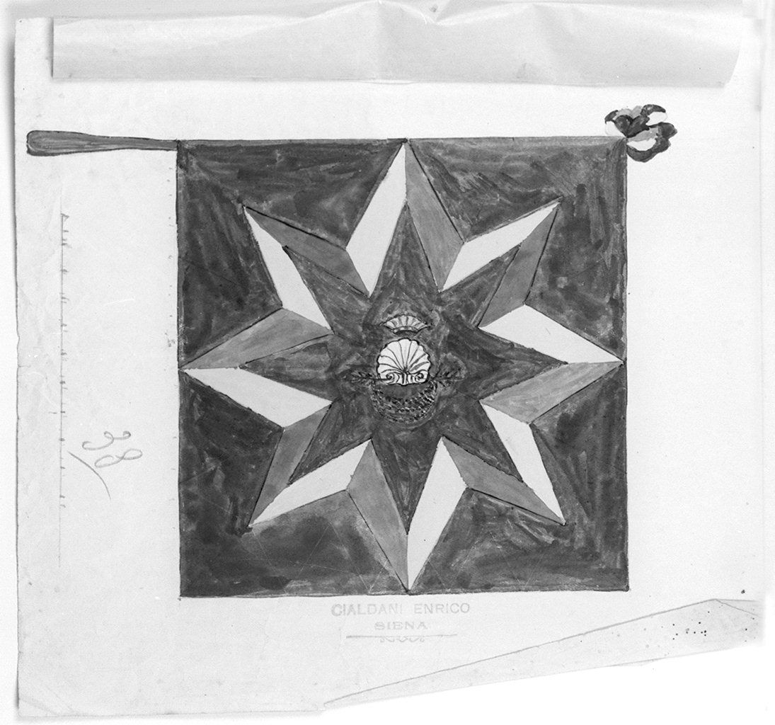 bandiera della contrada del Nicchio (disegno) di Cialdani Enrico (sec. XX)