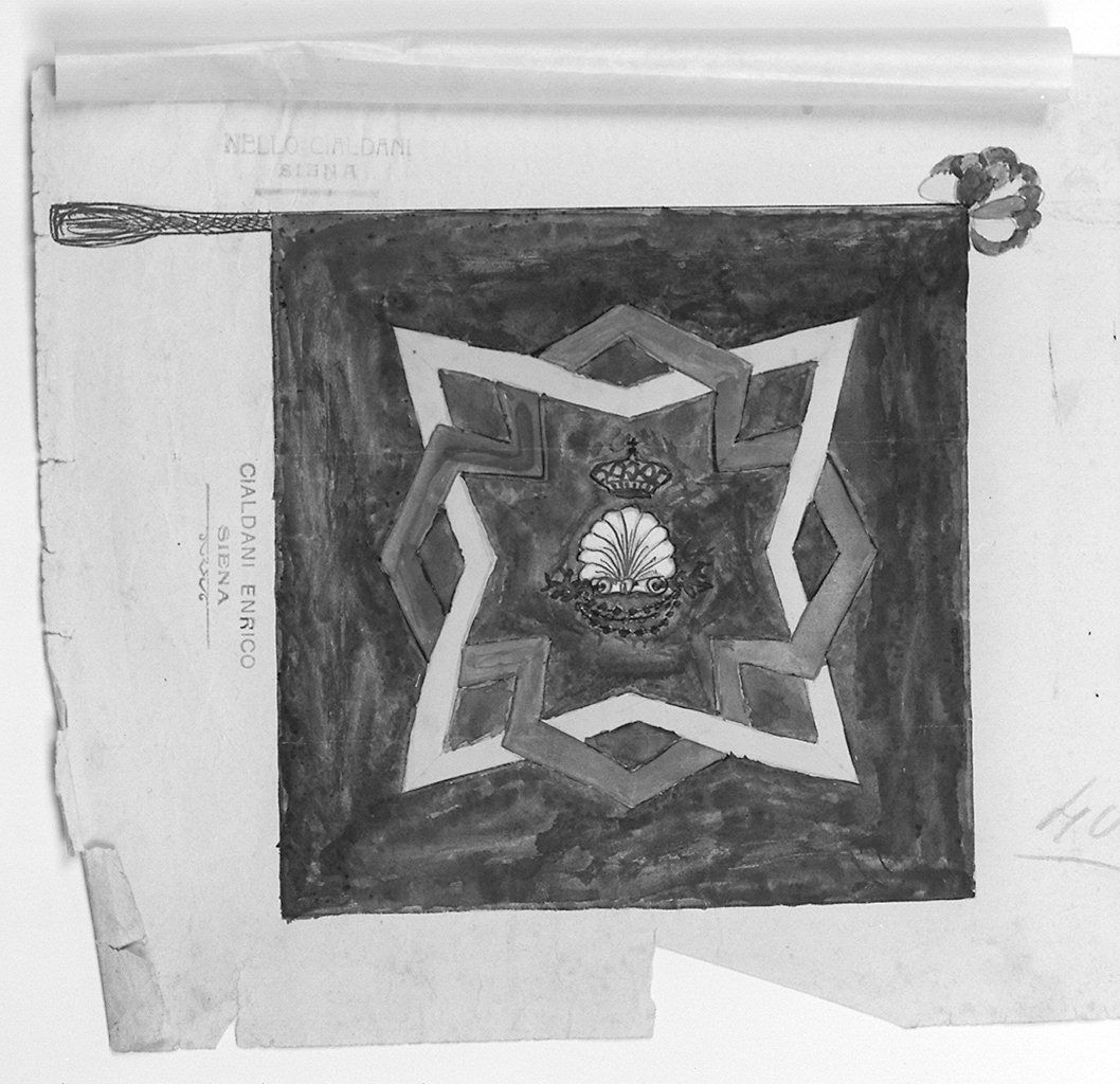 bandiera della contrada del Nicchio (disegno) di Cialdani Enrico (primo quarto sec. XX)