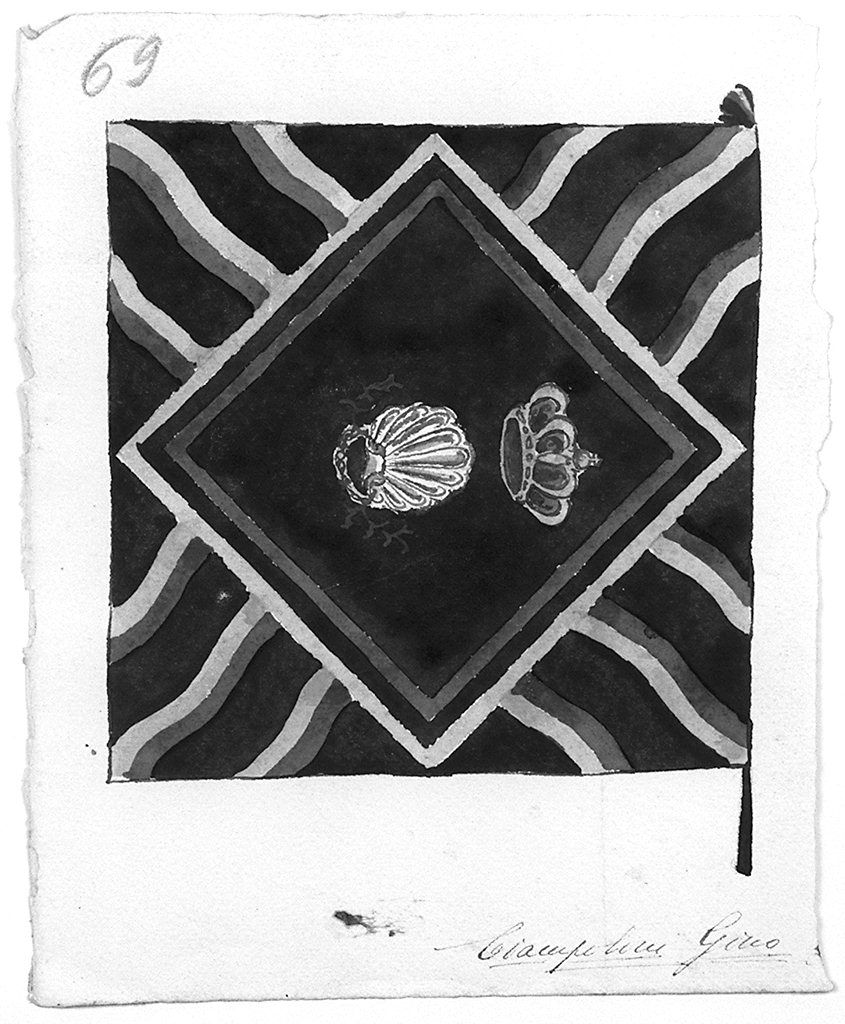 bandiera della contrada del Nicchio (disegno) di Ciampolini Gino (prima metà sec. XX)