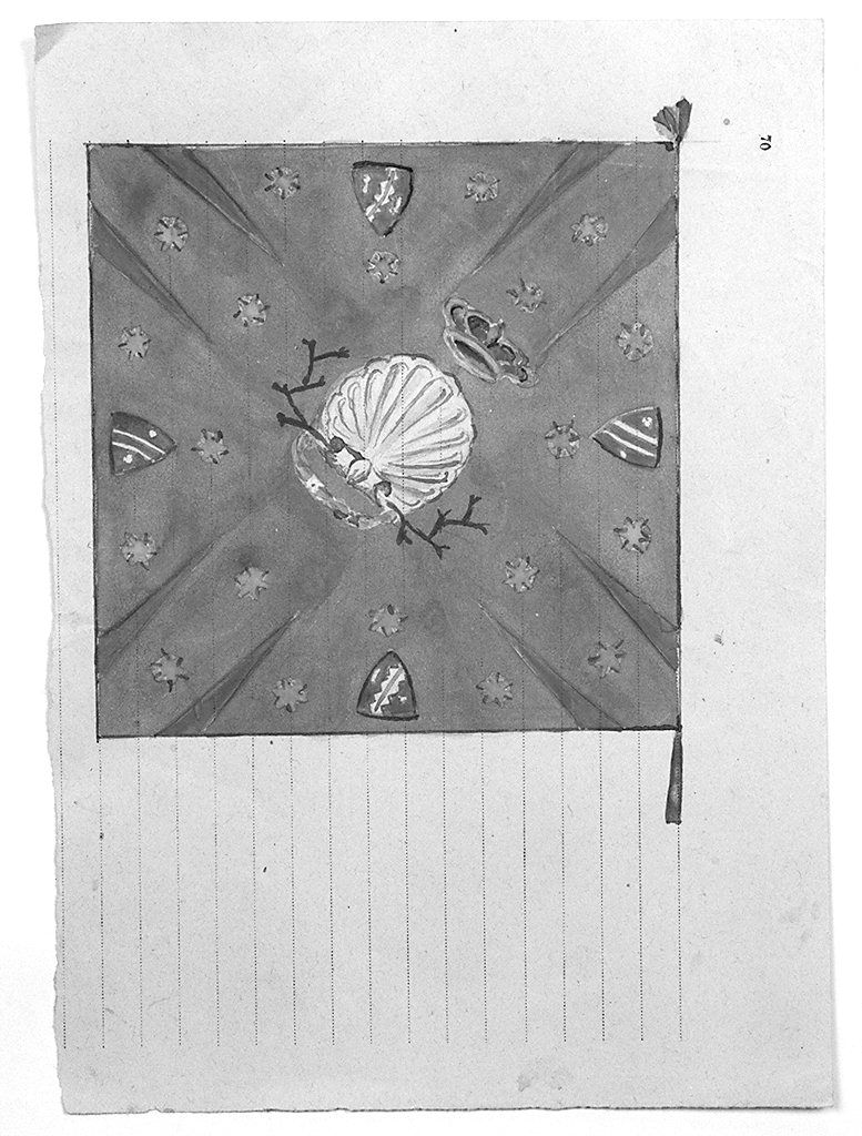 bandiera della contrada del Nicchio (disegno) - ambito senese (secondo quarto sec. XX)