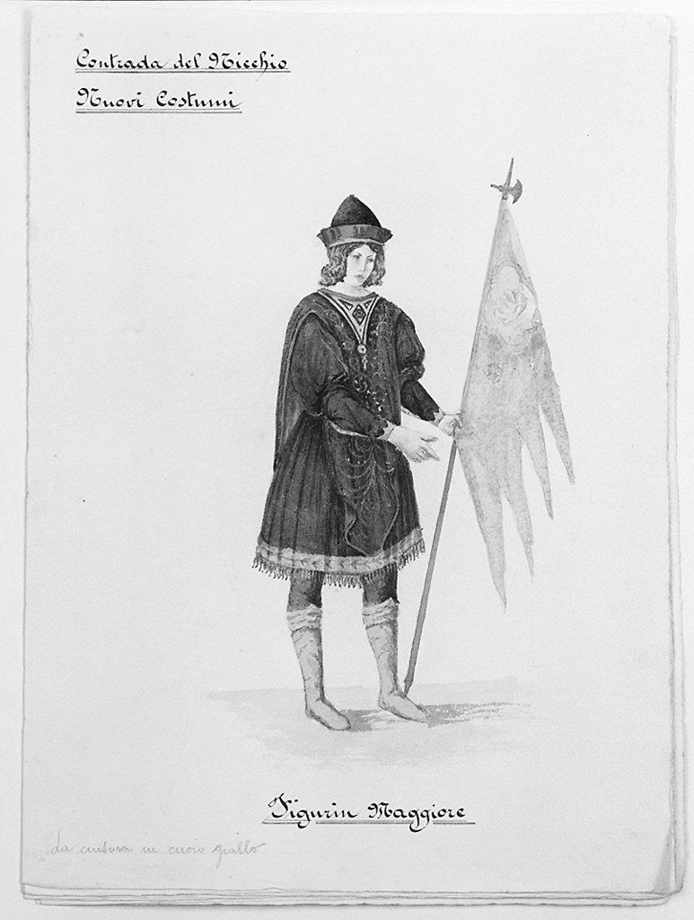 paggio maggiore della contrada del Nicchio (disegno) di Liberati Carlo (sec. XX)