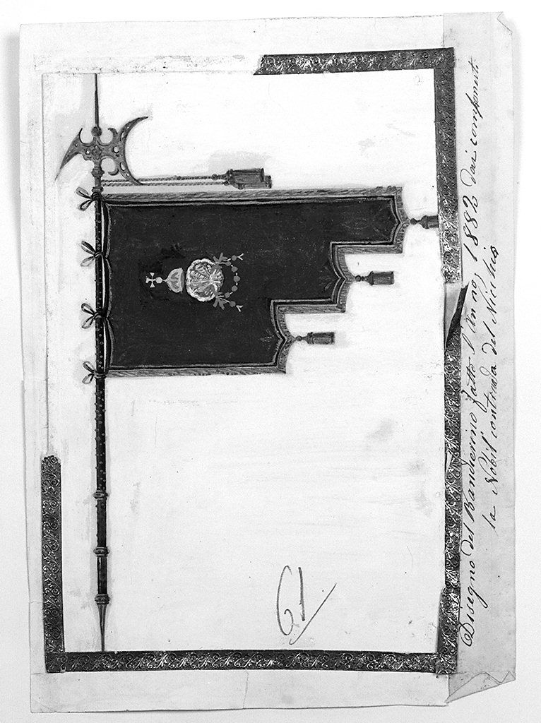 bandiera della contrada del Nicchio (disegno) - ambito senese (sec. XIX)