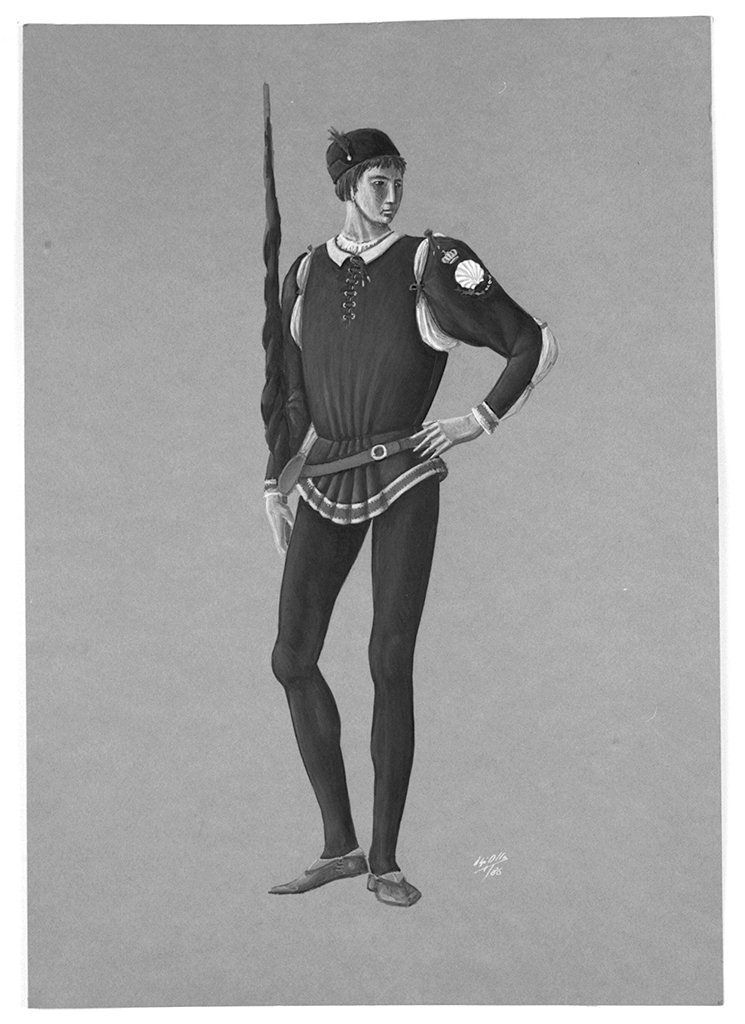 alfiere della contrada del Nicchio (disegno) di Olla Pier Luigi (sec. XX)